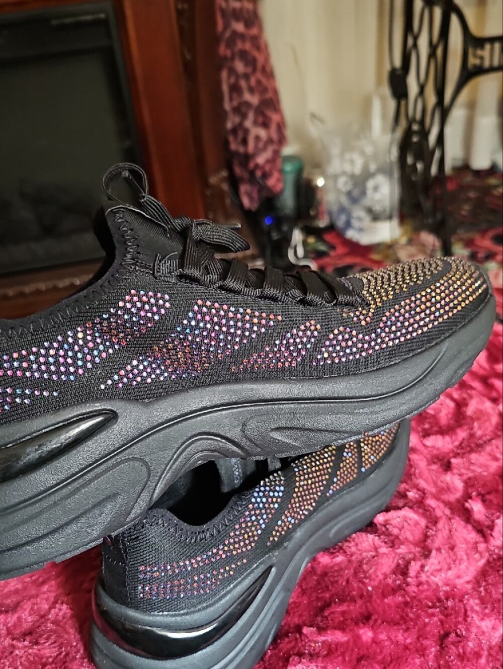 Skechers Black Sneakers with Iridescent Rhinestones - Picture 10 of 13